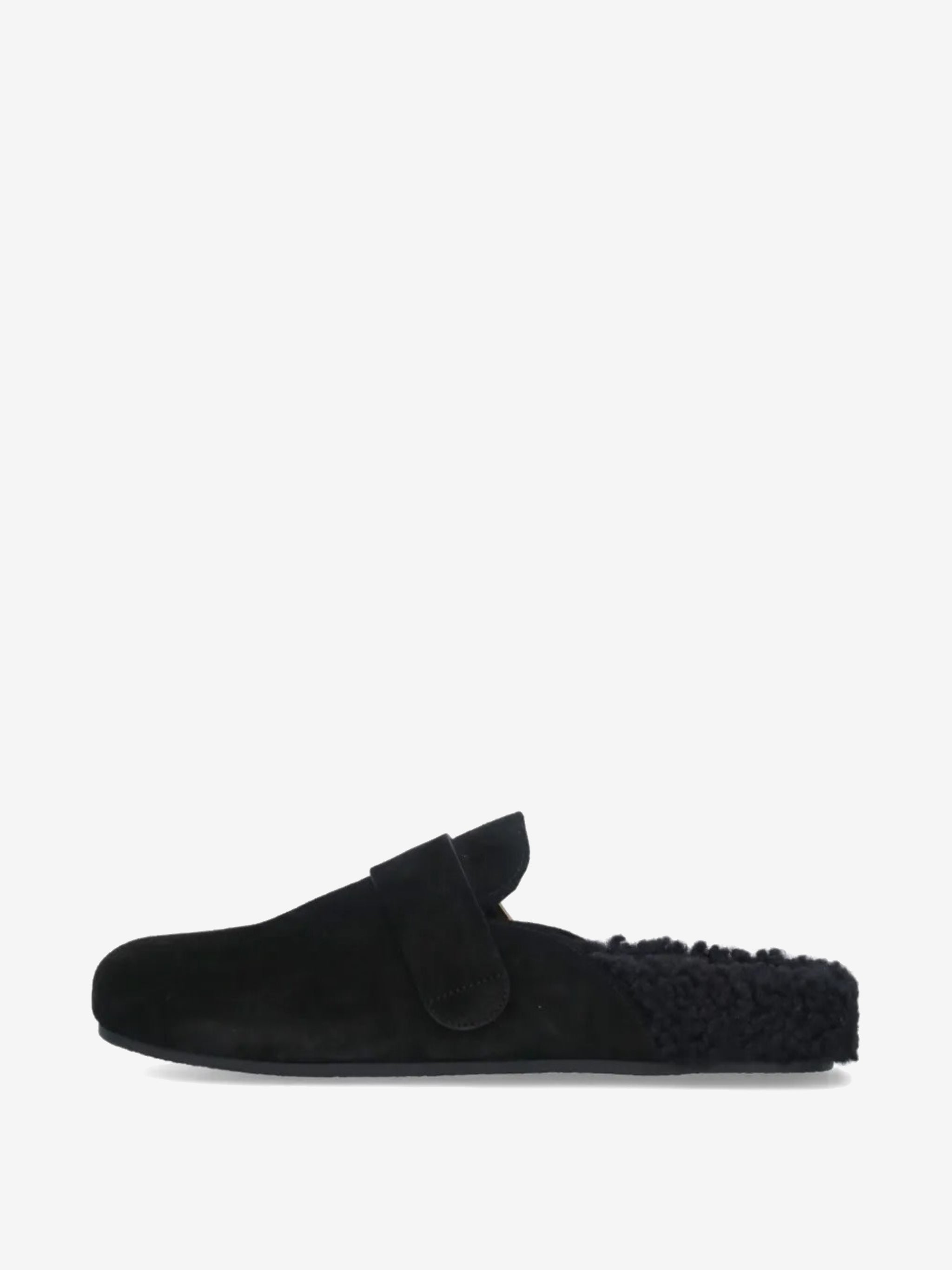 Black mules, side view
