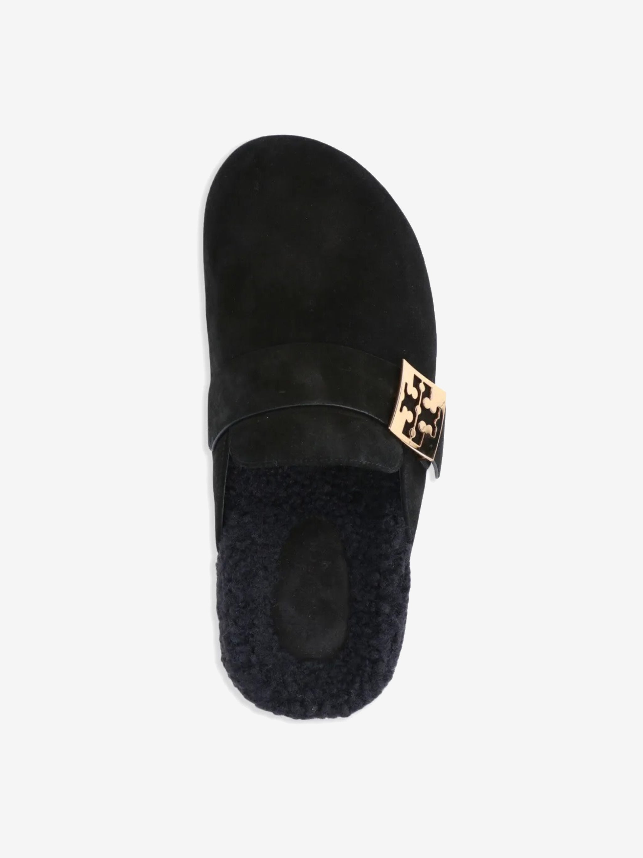 Black mules, top view