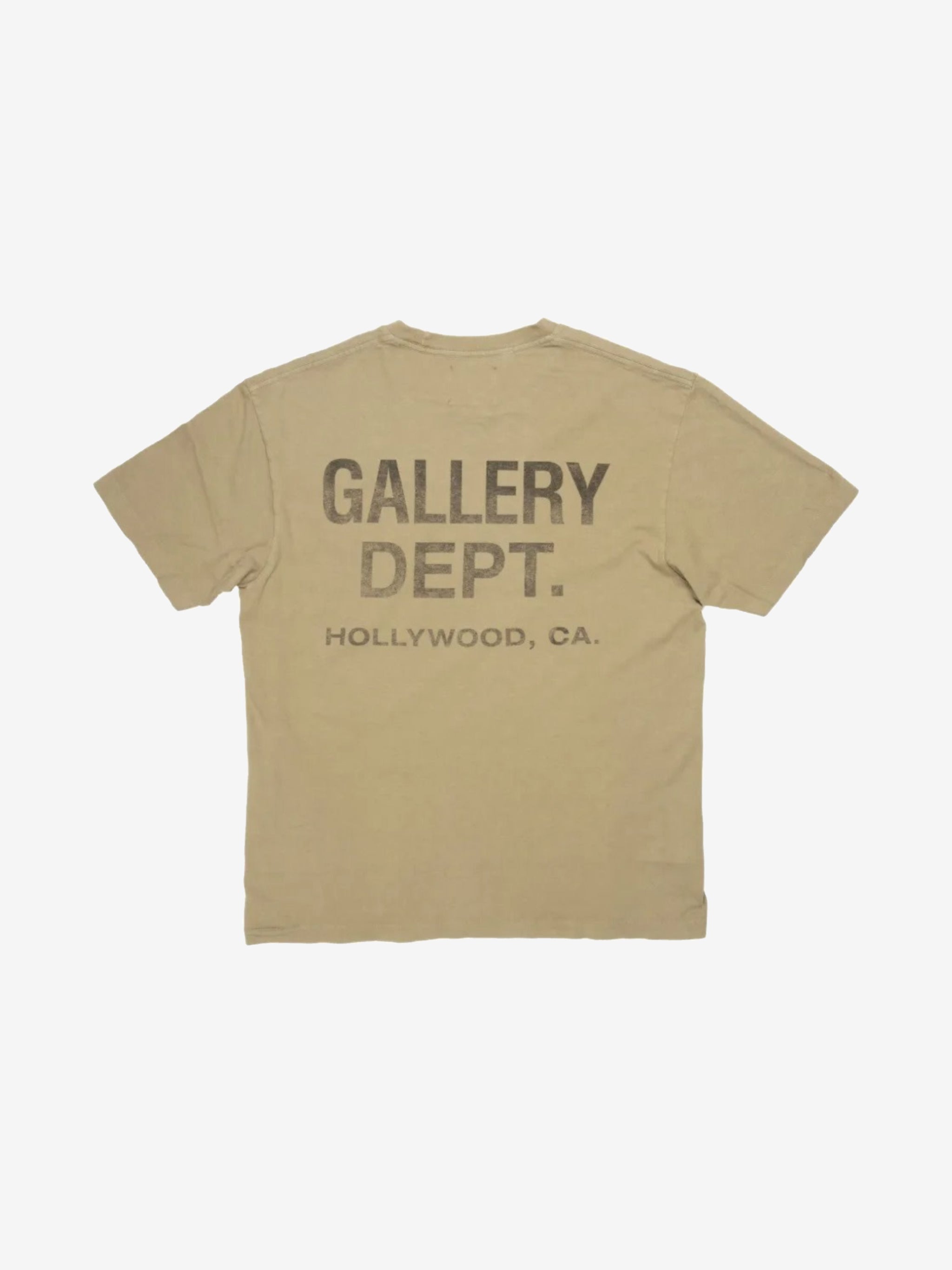 Tan t-shirt, back view