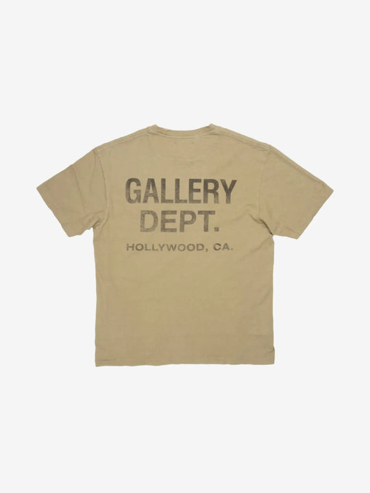 Tan t-shirt, back view