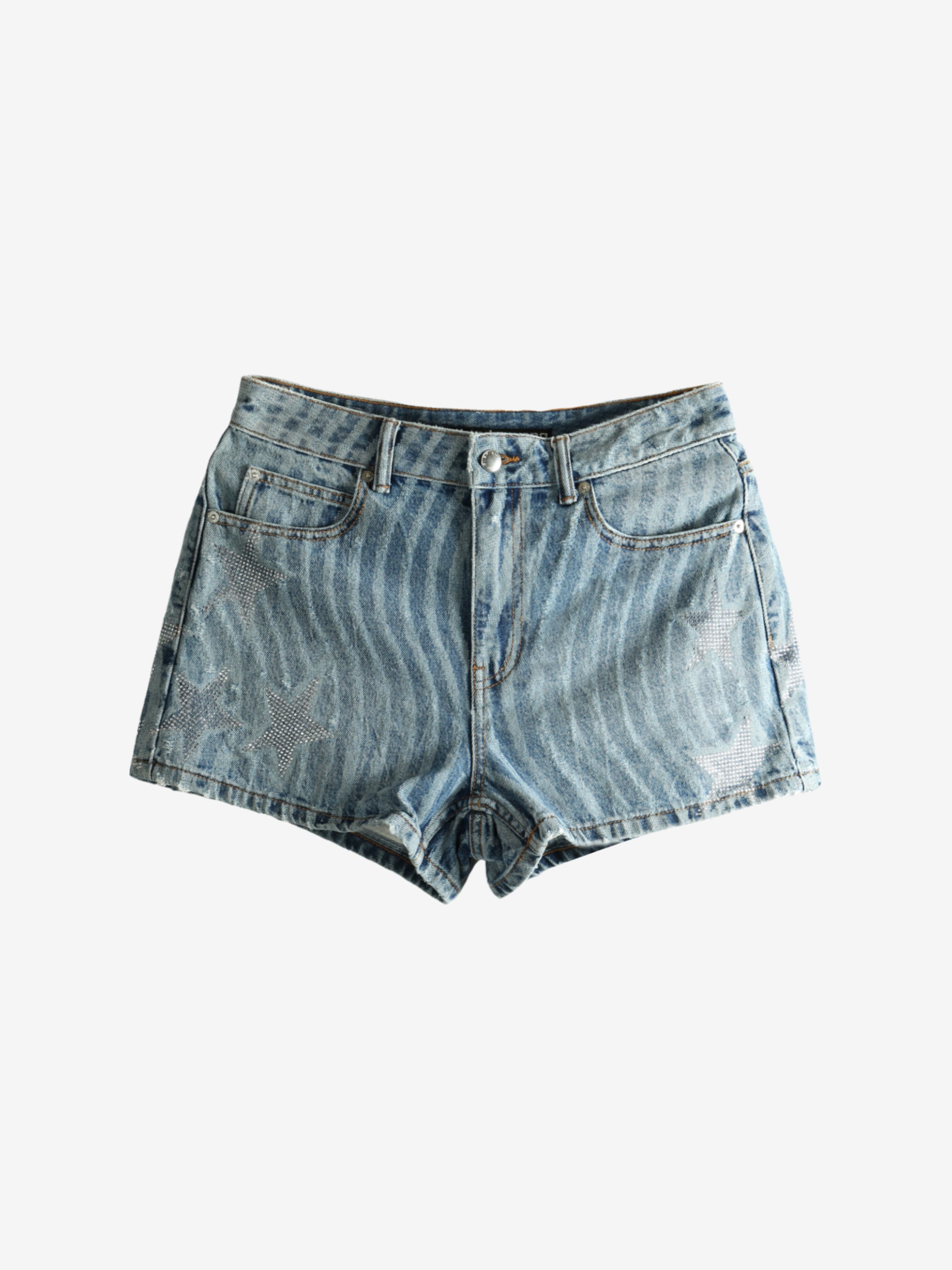 Blue shorts, front view