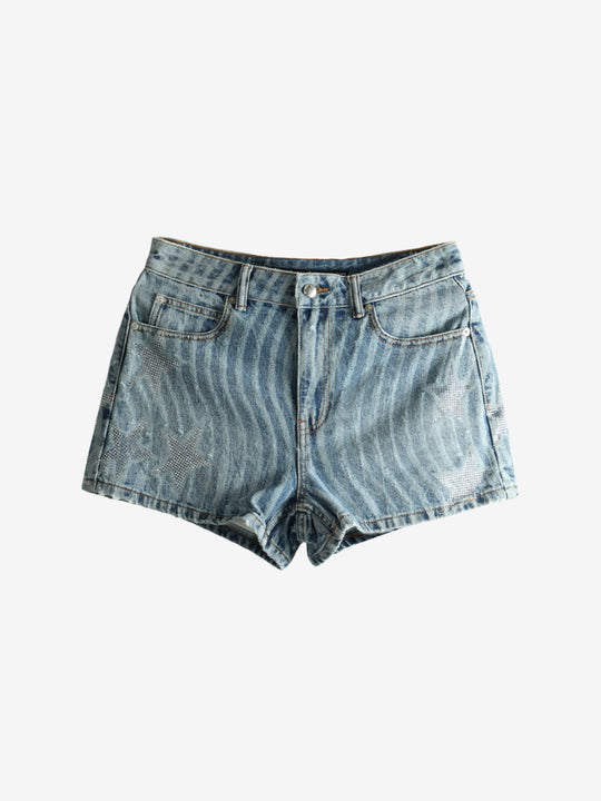 Blue shorts, front view