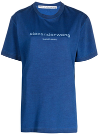 ALEXANDER WANG Women Bi-Color Short Sleeve Tee With Glitter  Puff Logo