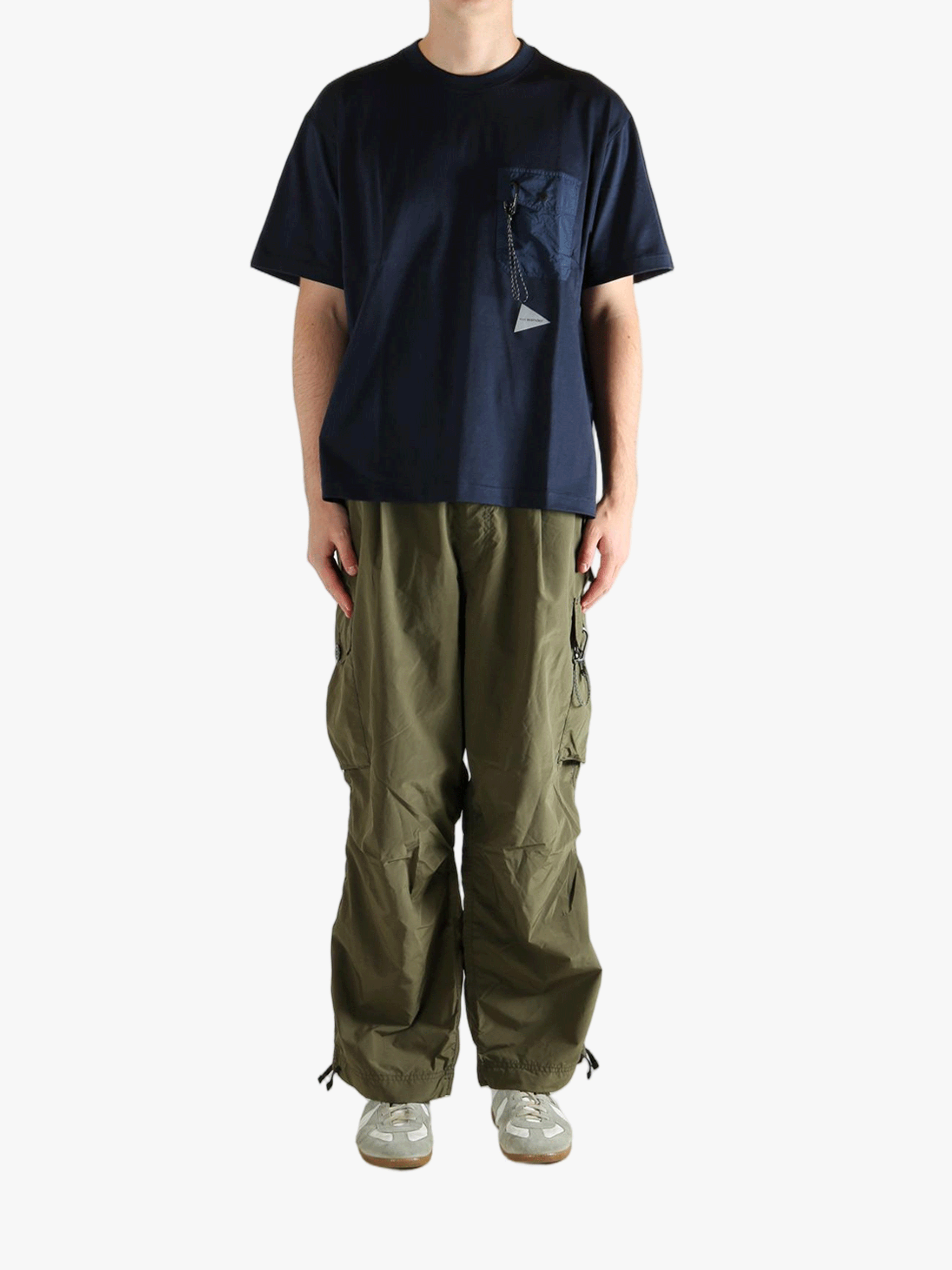 Blue shirt, full body view