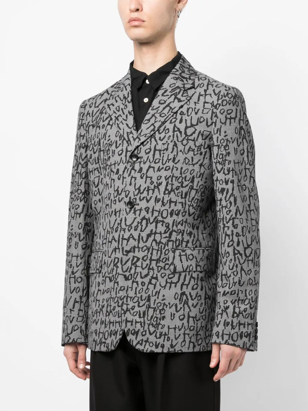 COMME DES GARCONS HOMME PLUS Men's Print Over Houndstooth Blazer