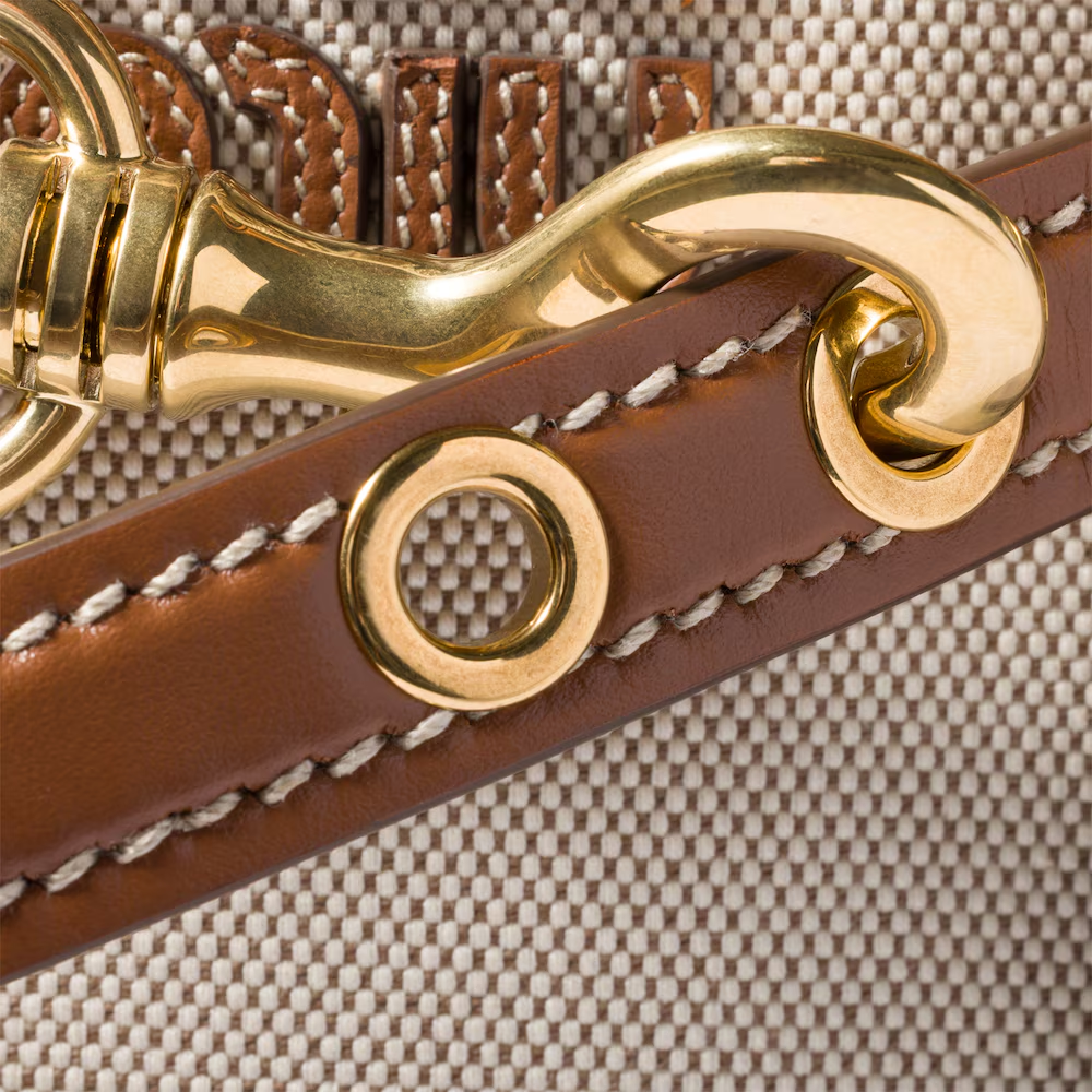 Close up of Tan bag, showing detail
