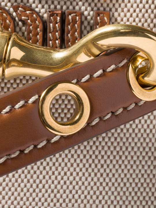 Close up of Tan bag, showing detail