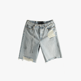 Blue shorts, front view