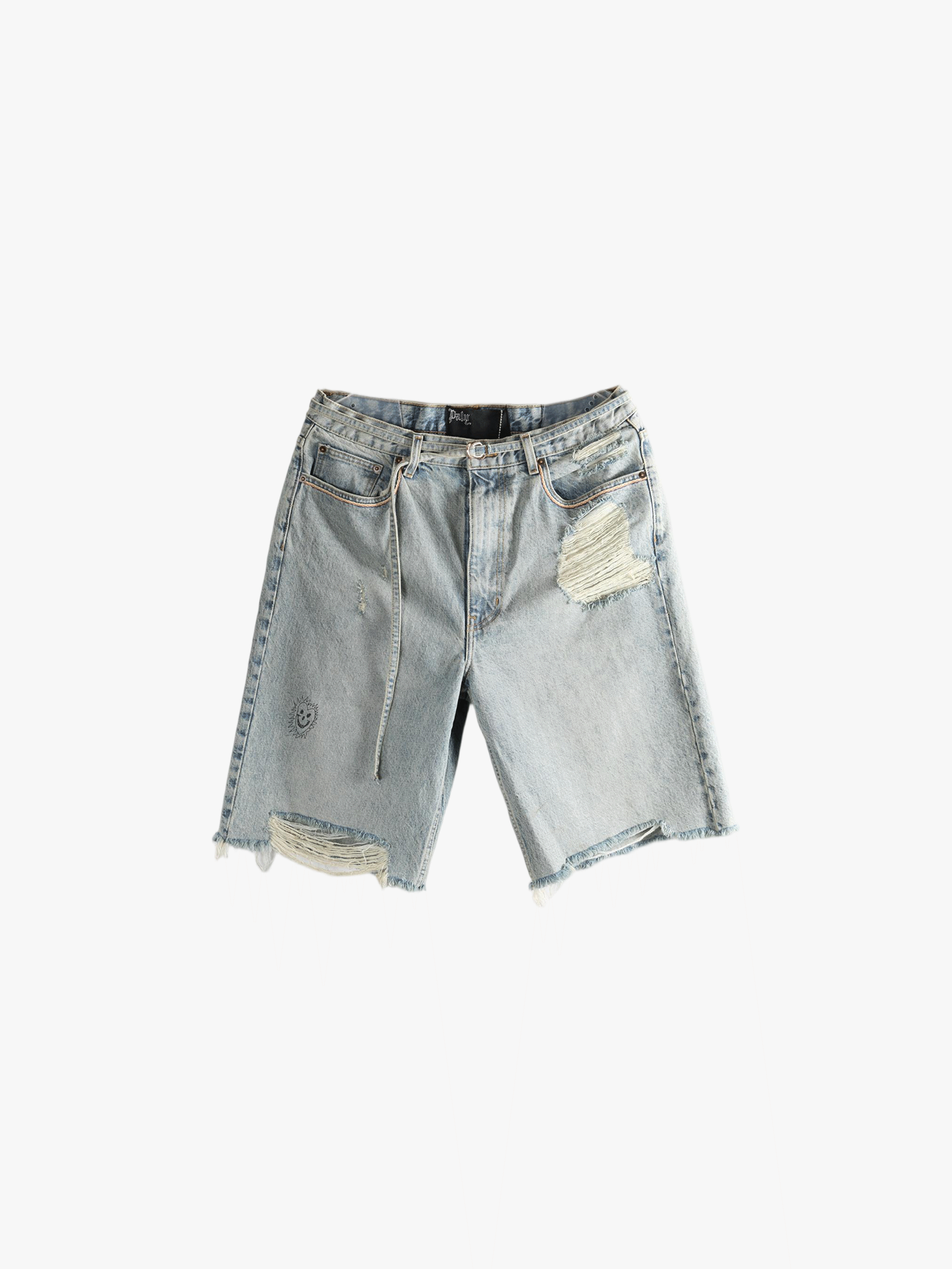 Blue shorts, front view