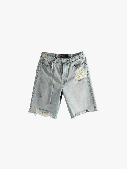 Blue shorts, front view