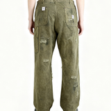 Brown pants worn by a person, back view