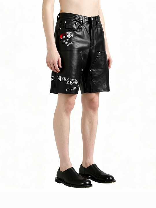 Black shorts worn by a person, side view