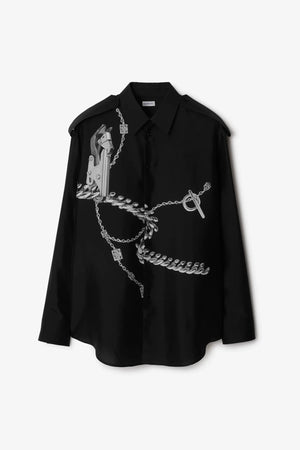 BURBERRY - Men Knight Hardware Silk Shirt