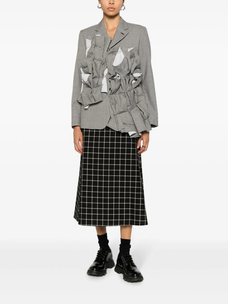 COMME DES GARCONS Women Checker Front Layered Ruffle Jacket