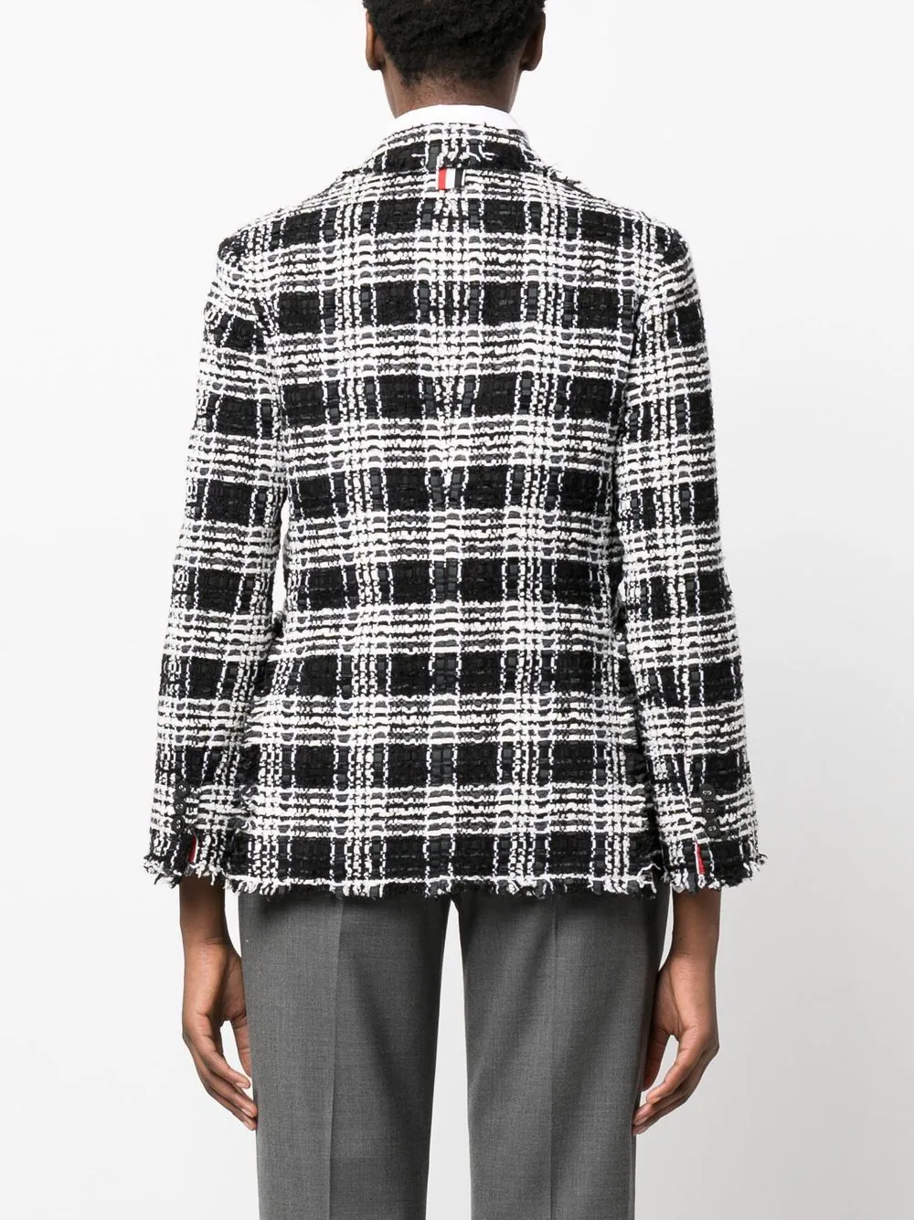 THOM BROWNE Women Classic Sportcoat W/ Fray Finishing In Pow Check Chenille Tweed