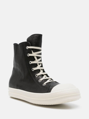 RICK OWENS - Men Waxed Leather Sneakers