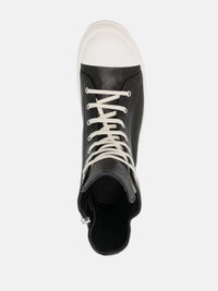 RICK OWENS - Men Waxed Leather Sneakers