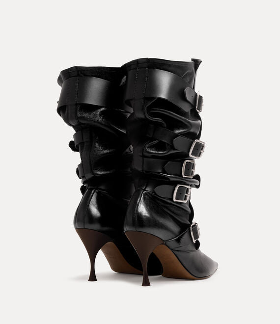 Black boots, back view