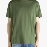 Green t-shirt worn by a person, showing the t-shirt's fit