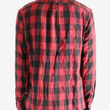 Red shirts worn by a person, showing the shirts fit