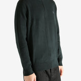 Black knitwear worn by a person, showing the knitwear's fit