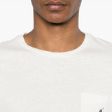 Close up of  white t-shirt,showing texture of the cotton fabric.