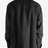 Black shirts worn by a person, showing the shirts fit