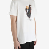 White T-shirt worn by a person, showing the T-shirt's fit