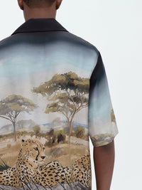 AMIRI Mens Cheetah Print Bowling Shirt
