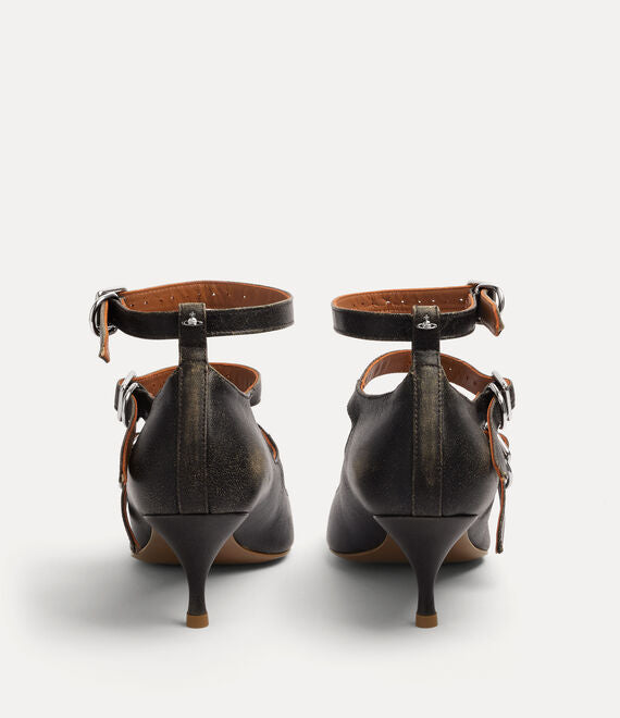 Black heels, back view