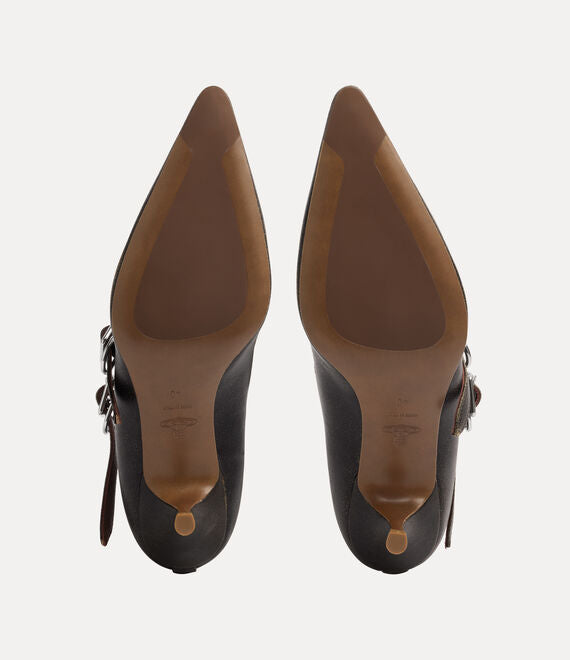 Black heels, back view