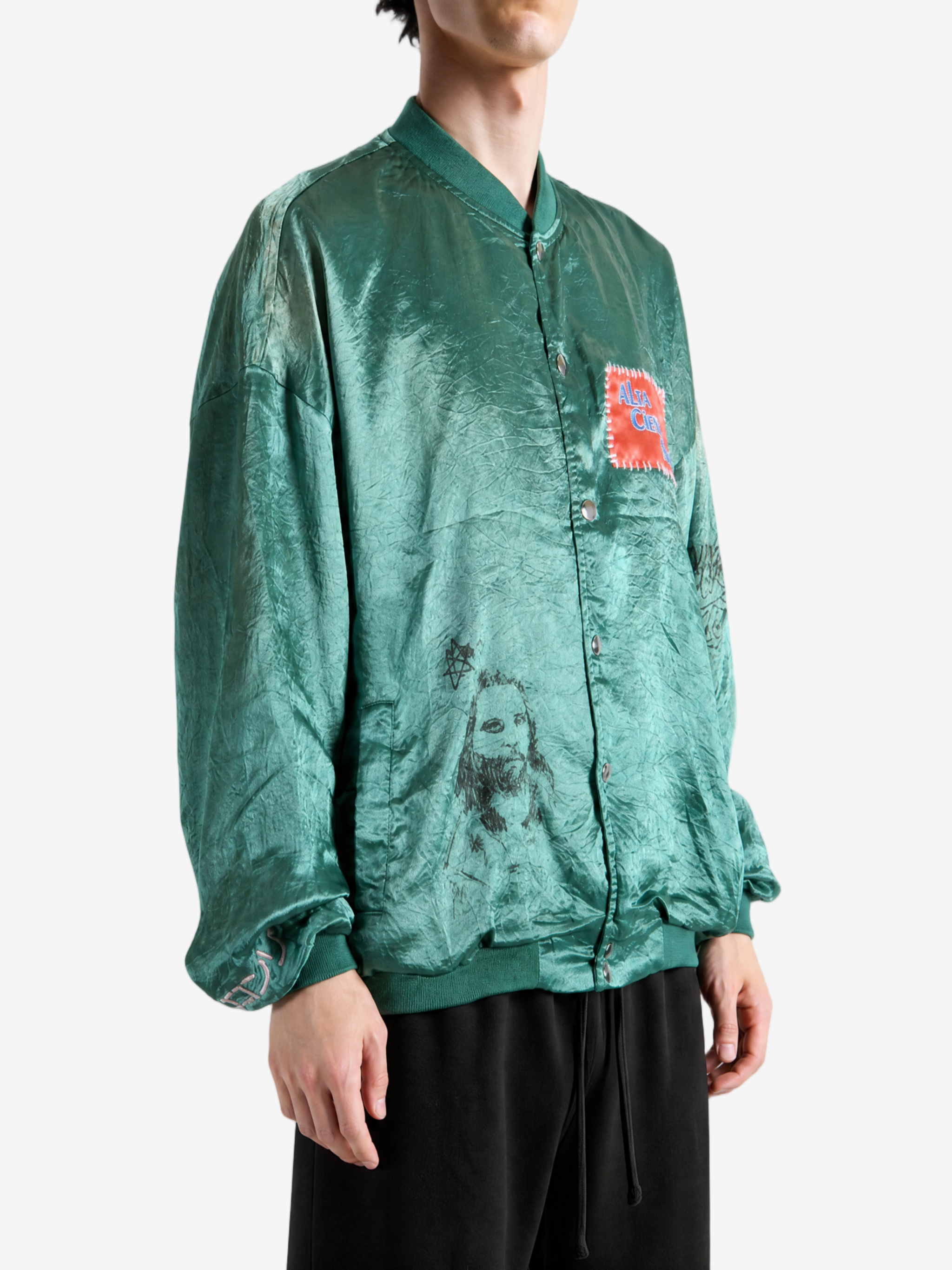 Green jacket, full body view