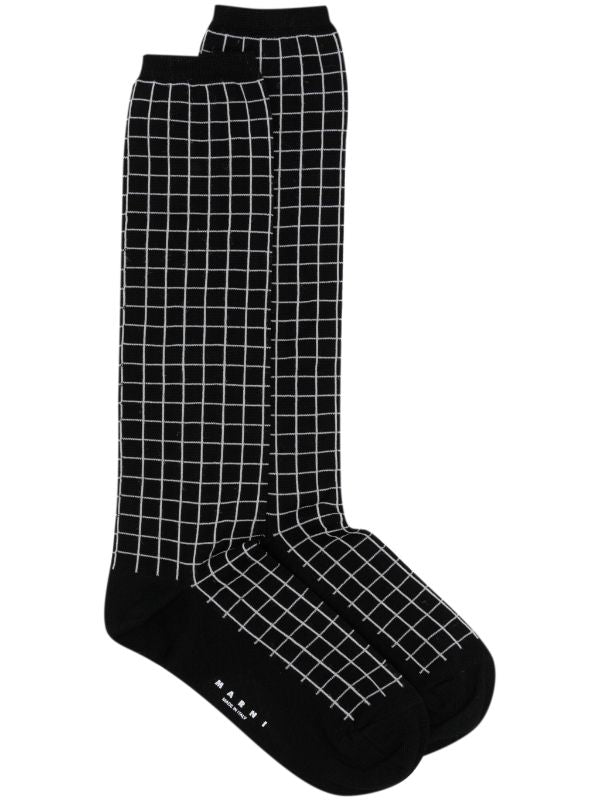 MARNI Women Checkered Calf Socks