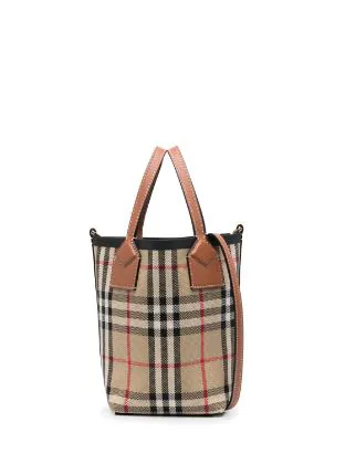 Burberry Check-patterned Mini Tote Bag - Brown
