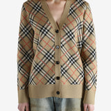 Burberry checkered cardigan worn by a person, showing the cardigan fit