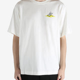 White T-shirt worn by a person, showing the T-shirt's fit