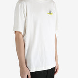 White T-shirt worn by a person, showing the T-shirt's fit