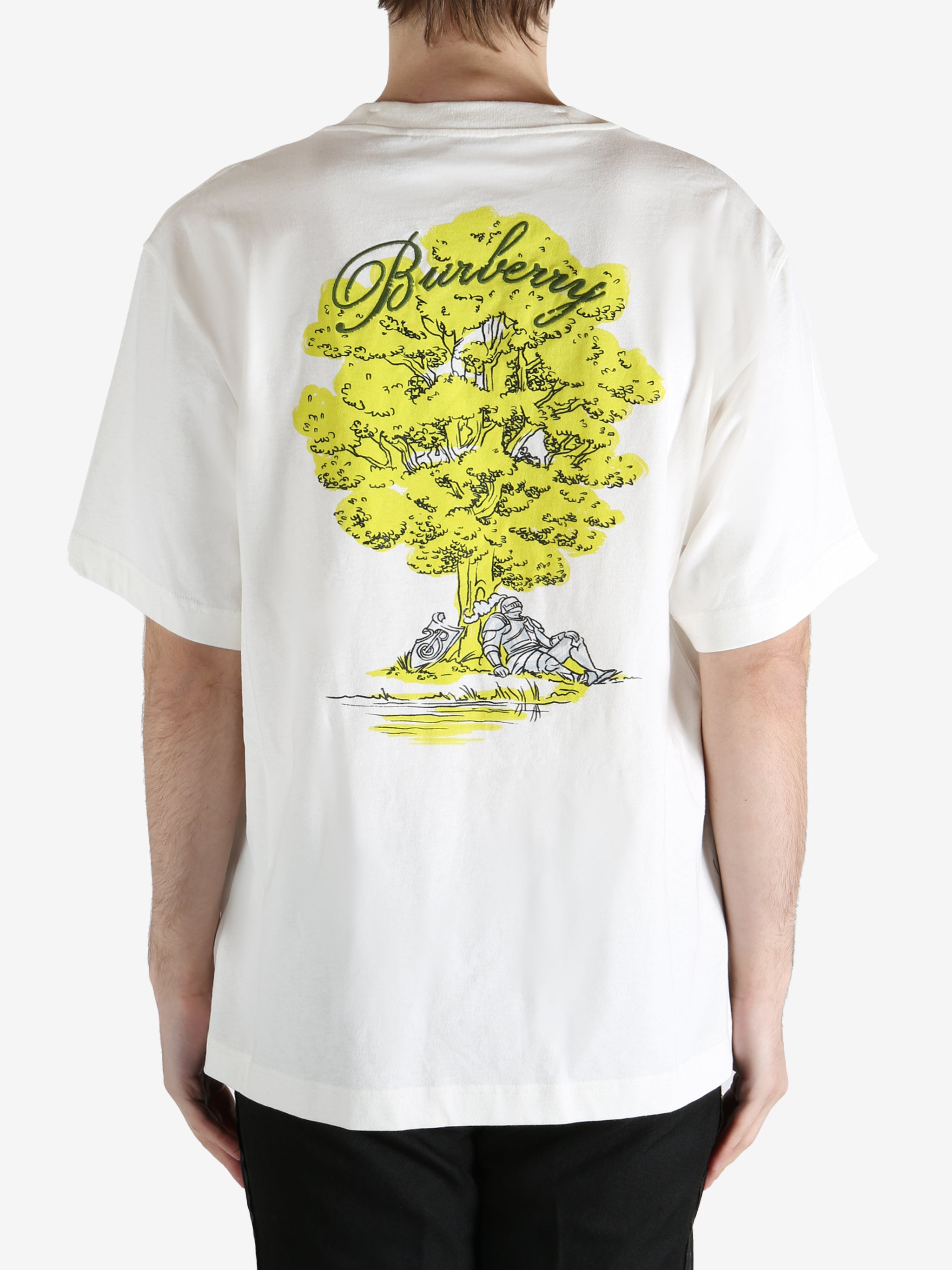 White T-shirt worn by a person, showing the T-shirt's fit