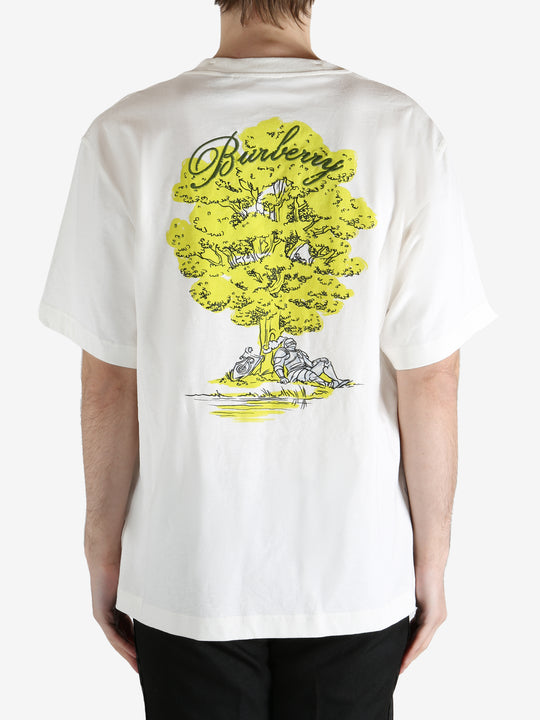 White T-shirt worn by a person, showing the T-shirt's fit