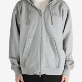  Grey jacket worn by a person, showing the jacket fit