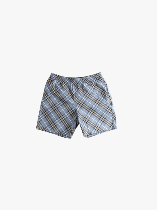 Blue shorts, front view