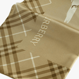 Close up of the tan scarf, showing texture of the silk fabric