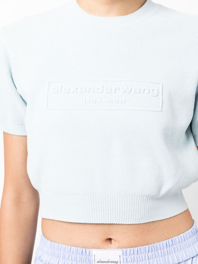 ALEXANDER WANG - Women Embossed Logo Ribbed SS Tee