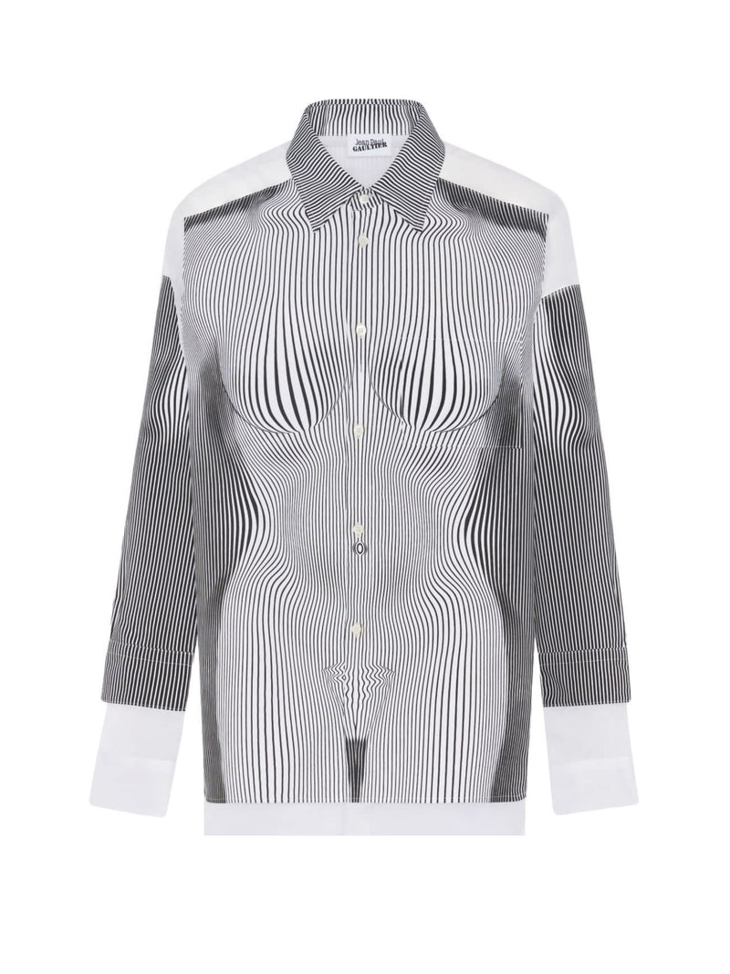 JEAN PAUL GAULTIER - Women Petite Grand Pinstripe Body Morphing Shirt