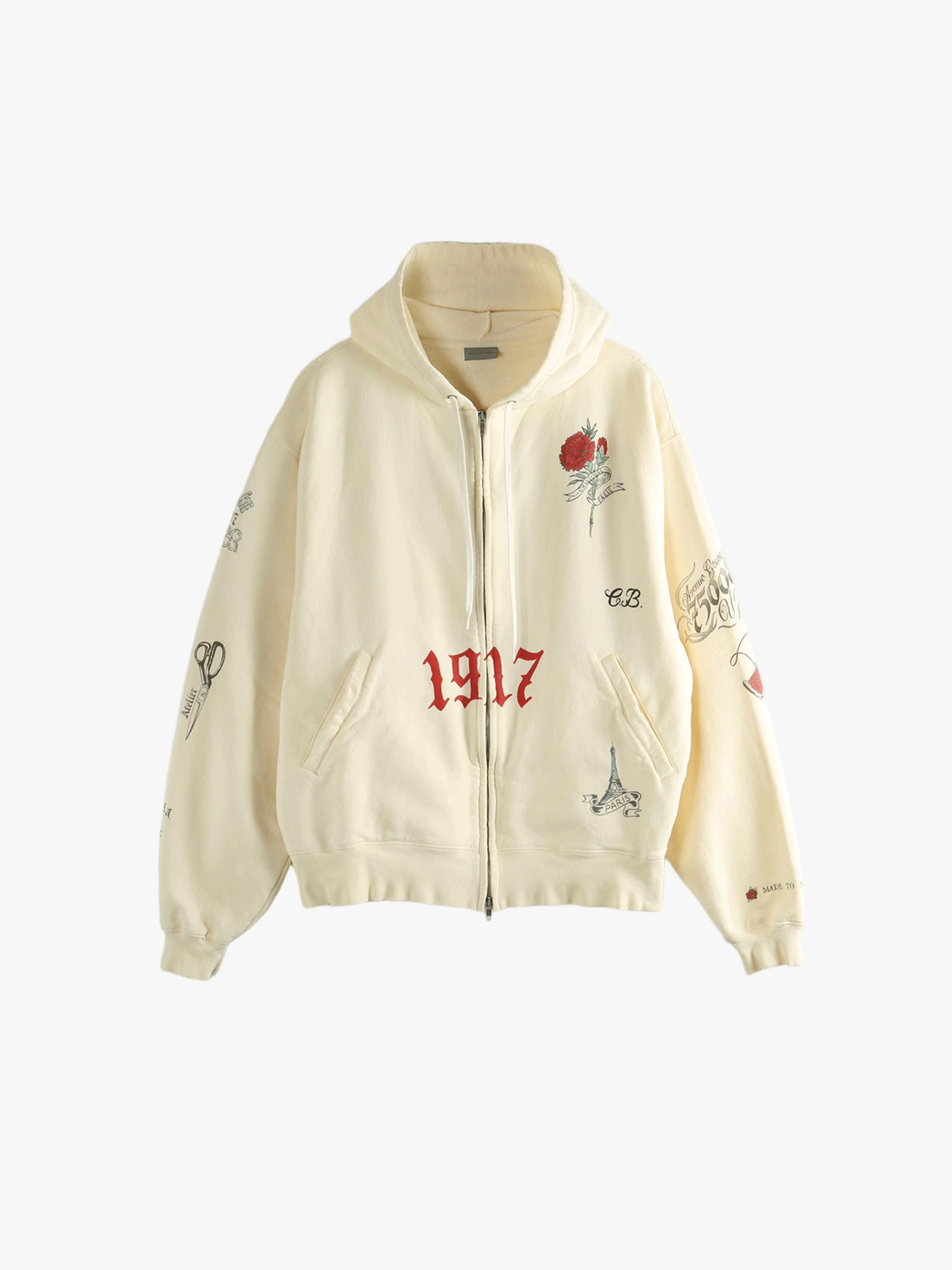White hoodies, front view