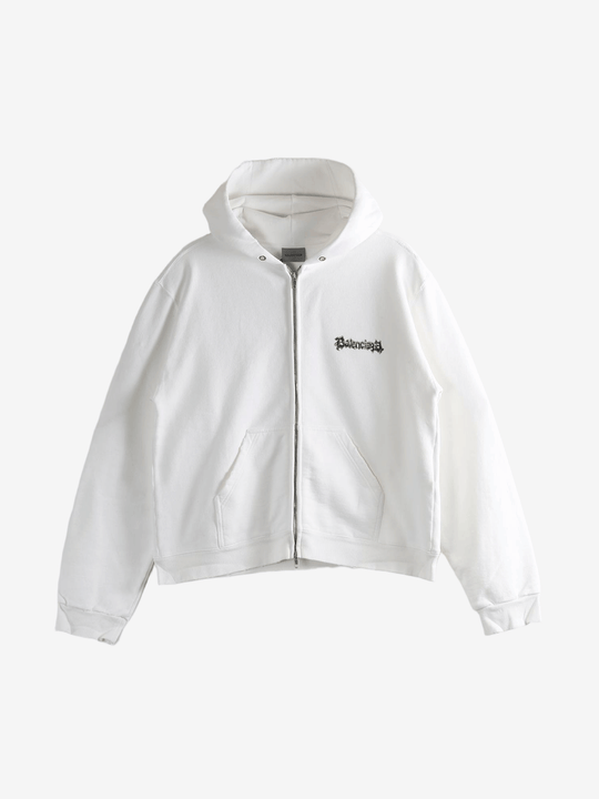 White hoodie, front view
