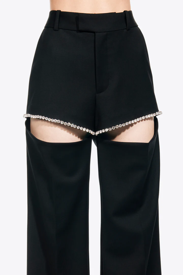 AREA Women Crystal Slit Trouser