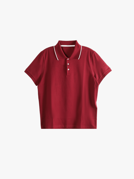 Red polo shirt,front view