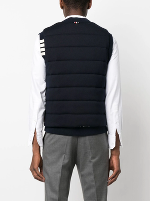 THOM BROWNE Men Reversible Downfill Vest In Merino Wool