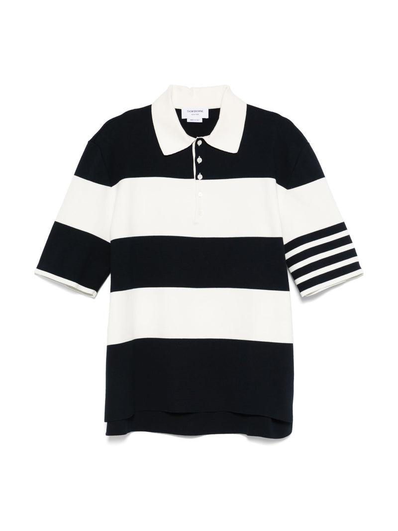 THOM BROWNE - Men Rugby Stripe Milano Stitch SS Polo In Lightweight Cotton W/4 Bar Stripe